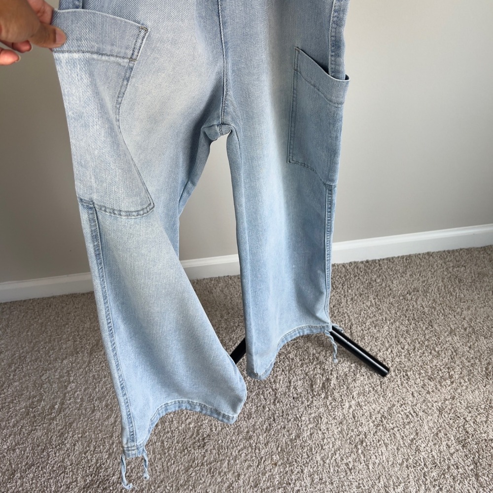 Vanilla Star Light Denim Wide Leg Jumpsuit Small 90s Y2K Streetwear Bib Overalls - Picture 3 of 16